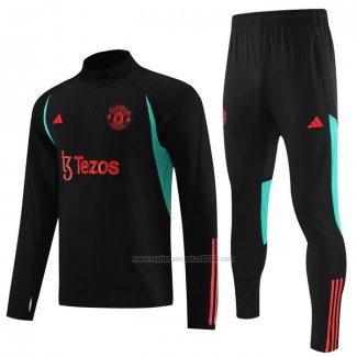 Chandal de Sudadera del Manchester United Nino 2023-2024 Negro