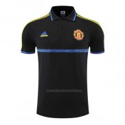 Camiseta Polo del Manchester United 2022-2023 Negro y Azul