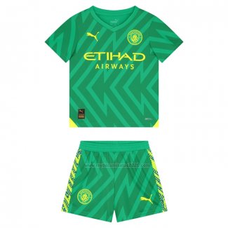 Camiseta Manchester City Portero Nino 2023-2024 Verde