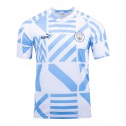 Camiseta Pre Partido del Manchester City 2022 Azul y Blanco