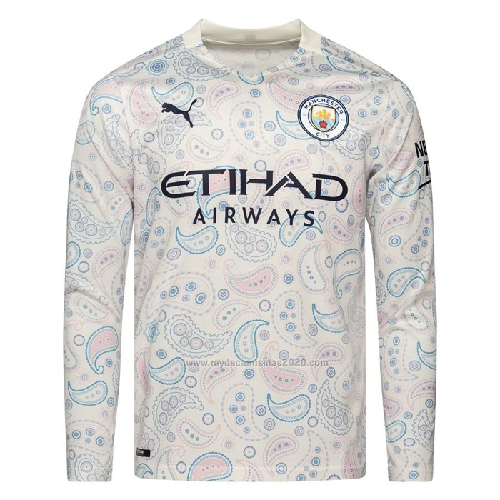 Camiseta Manchester City Tercera Manga Larga 2020-2021 - Camisetas de futbol baratas 2019/2020